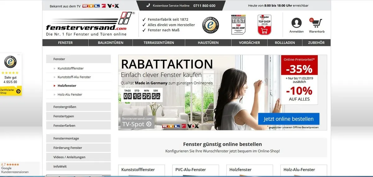 Fensterversand landet auf erstem Platz