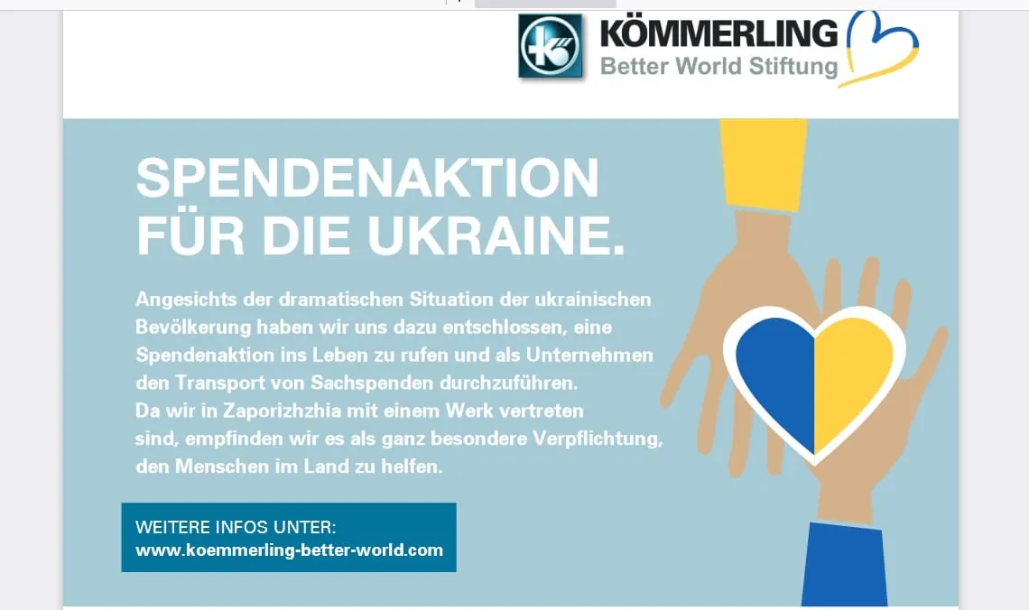 Profine: Zwischenstand Spendenaktion Ukraine