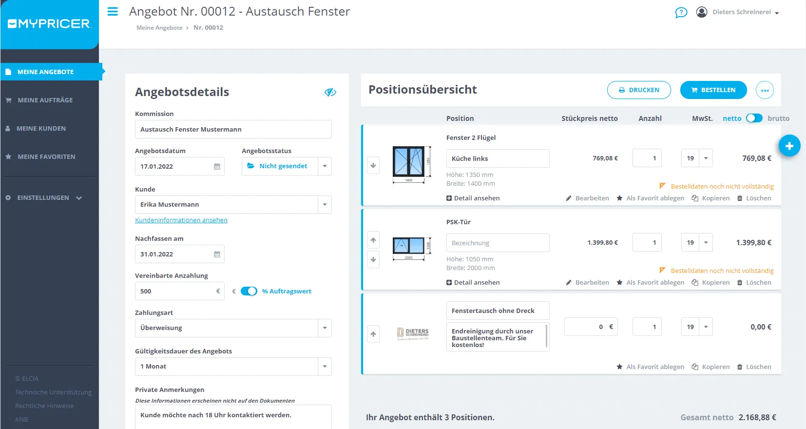 Mobile Lösung für den Bauelemente-Handel