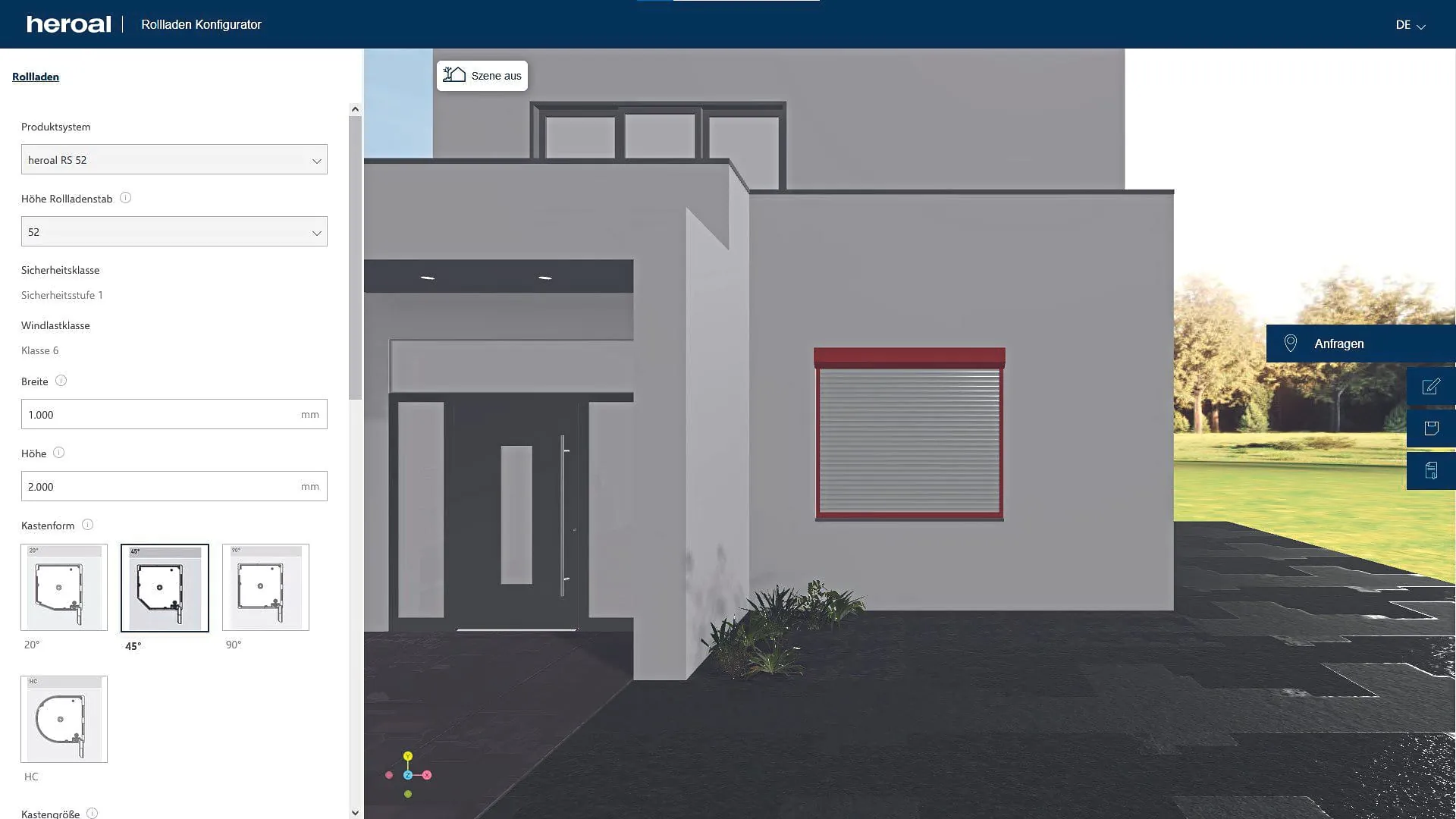 1. Schritt: Der Endkunde gestaltet im Rollladen-Konfigurator sein Wunschelement und schickt Ihnen eine Anfrage. Wie Sie mithilfe der erzeugten Konfigurations-ID einfach und schnell ein Angebot erstellen, zeigen die folgenden Schritte.
