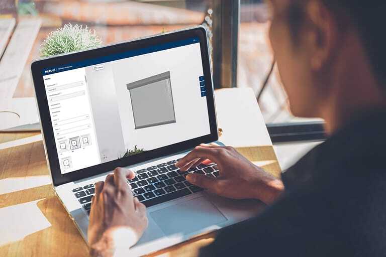 Mit Konfiguratoren unterstützt Heroal private Bauherren und Fachpartner bei der Planung und Bestellung von Rollladen- und Sonnenschutzsystemen.