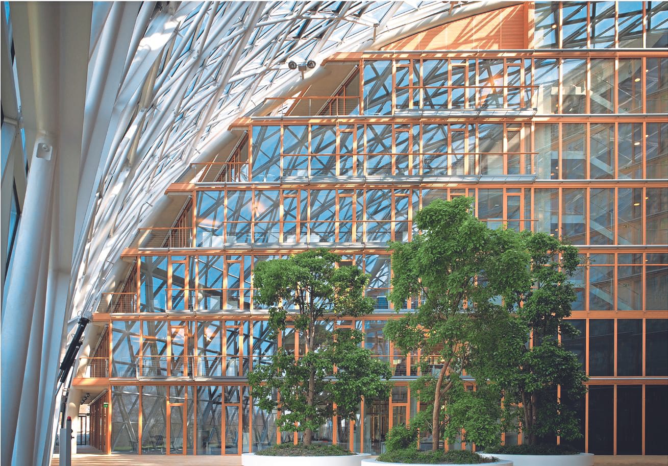 Eyecatcher mit Holz: Fassadenelement der European Investment Bank Luxembourg.