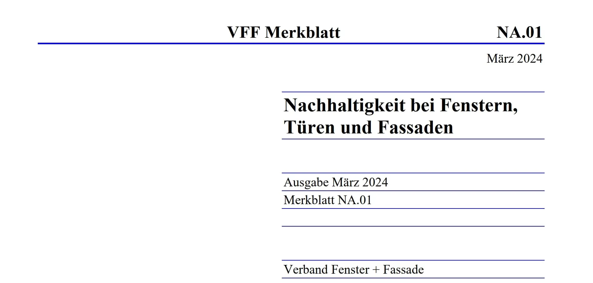 Drei neue VFF-Merkblätter veröffentlicht