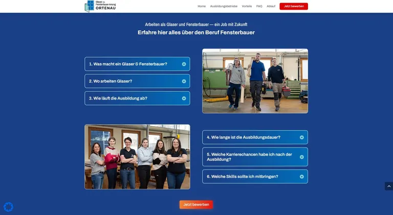 &Uuml;ber ein FAQ erfahren Interessierte alles Wissenswerte &uuml;ber den Beruf des Glasers bzw. Fensterbauers.