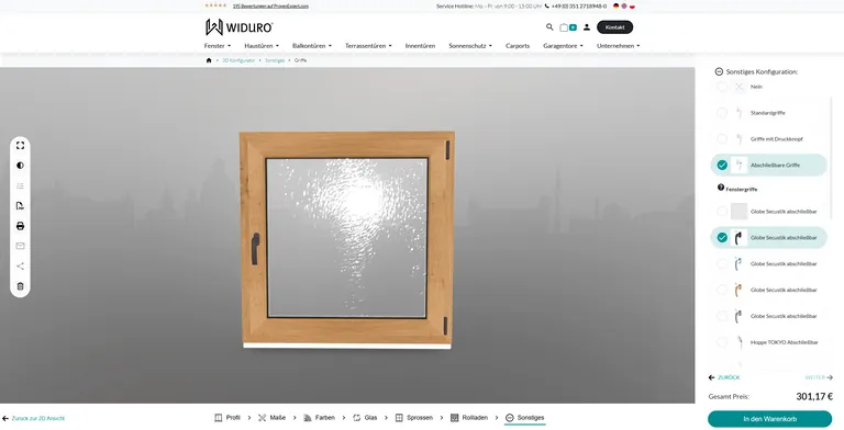 Der 3D-Konfigurator ermöglicht die Erstellung personalisierter Bauelemente mit 3D-Echtzeit-Visualisierung.