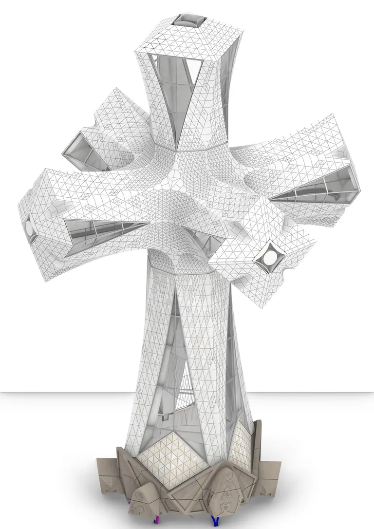 Konstruktionszeichnung Glaskreuz Sagrada Familia