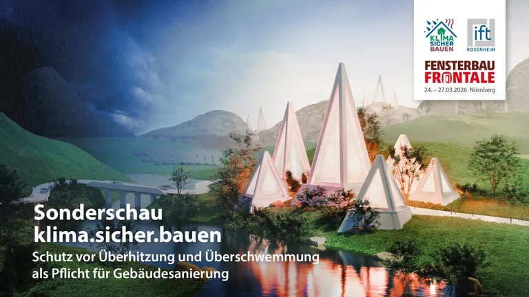 Die Sonderschau klima.sicher.bauen besch&auml;ftigt sich 2026 mit dem Thema "Schutz vor &Uuml;berhitzung und &Uuml;berschwemmung als Chance f&uuml;r Geb&auml;udesanierung".