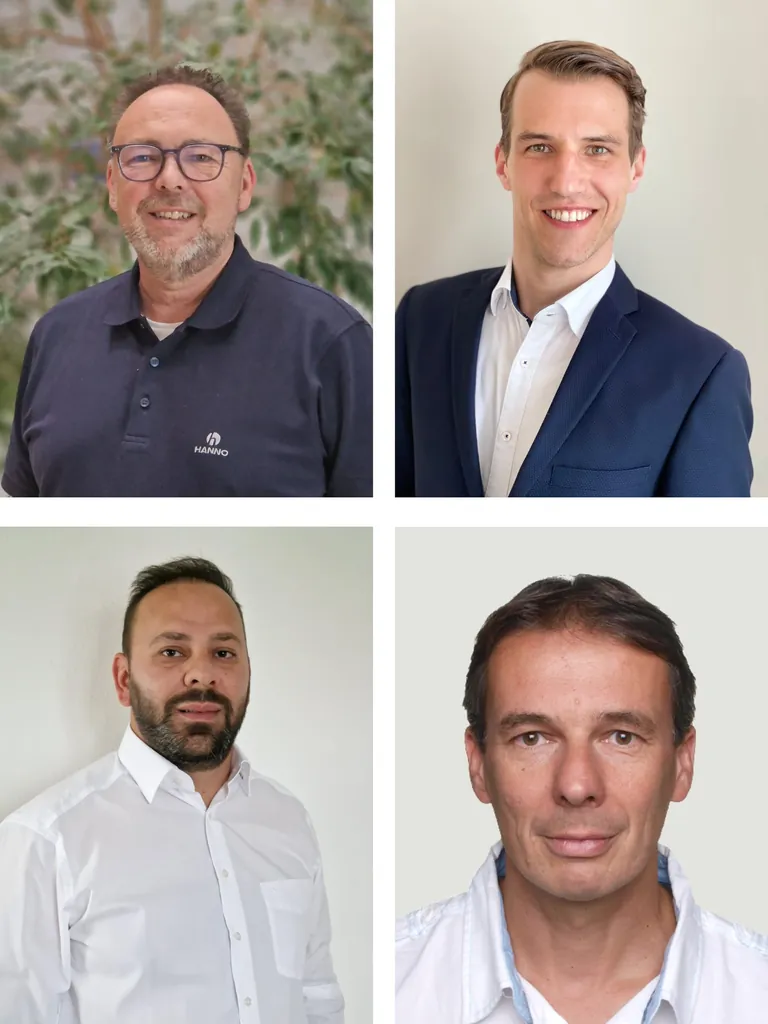 Hanno-Gebietsleiter (v. l. o. n. r. u.): Thomas Kexel, Lars Bunke, Mehmet Coban und Andreas Rissmann.