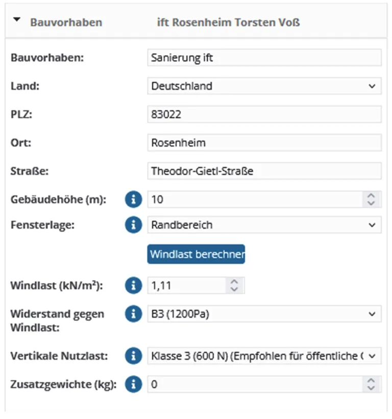 Angaben zum Bauvorhaben.