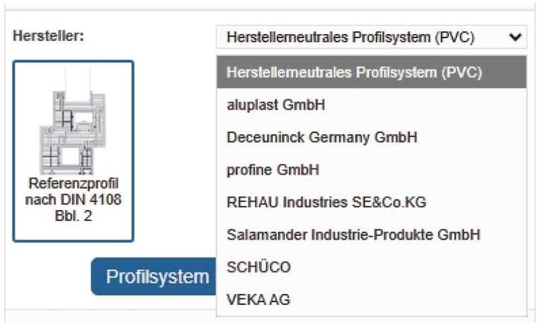 Auswahl der Profilsysteme am Beispiel von PVC-Fenstern.