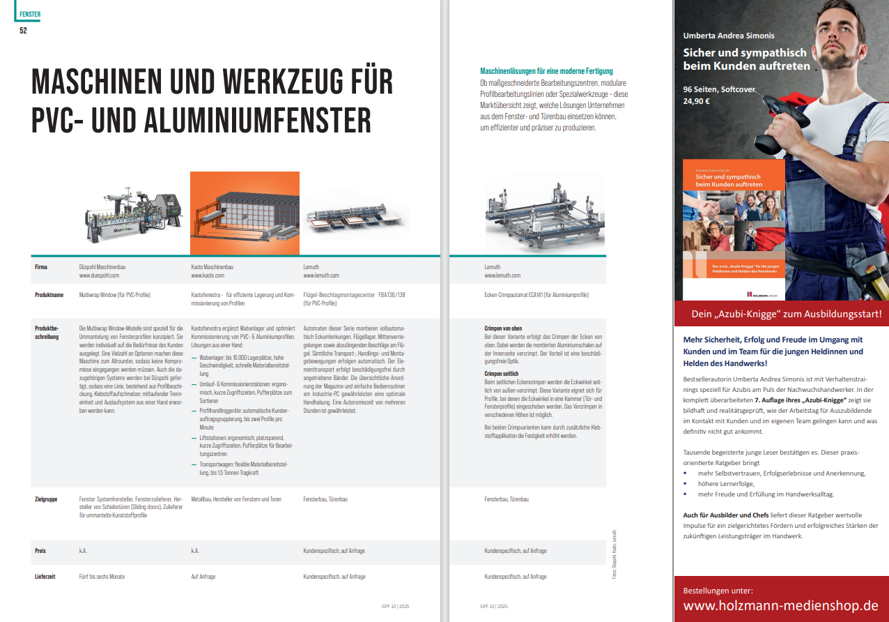 Marktreport: Maschinen und Werkzeuge für PVC- und Alu-Fenster