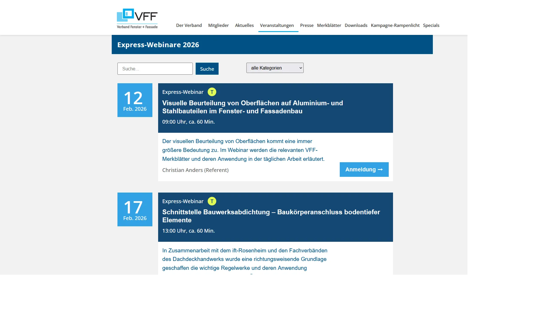 VFF: Express-Webinare starten im Februar