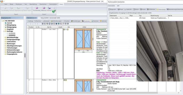 Klaes Aufmaß Connect integriert Aufmaßdaten inkl. Hinweisen und Detailbildern direkt in die Klaes Software.