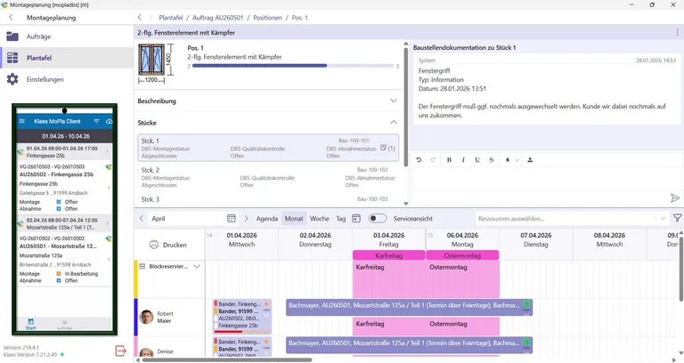 Klaes Montage Connect - WinDo Flow verbindet die Montageplanung nahtlos mit der Baustelle 