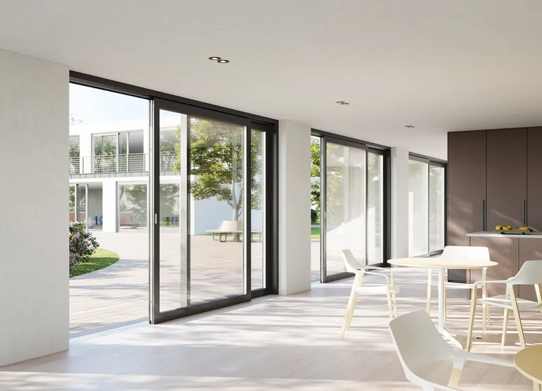 Der v&ouml;llig verdeckt liegende Antrieb Drive Axxent LS von Siegenia f&uuml;r Hebe-Schiebe-Elemente besticht durch seine Kombination aus Design und Funktion.