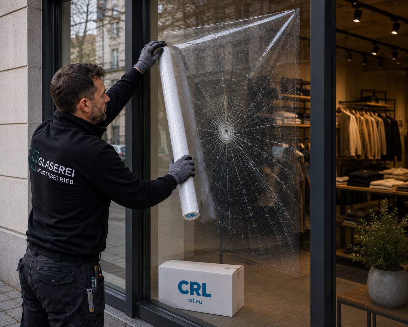 CRL-Notverglasungsfolie: Soforthilfe bei Glasschäden