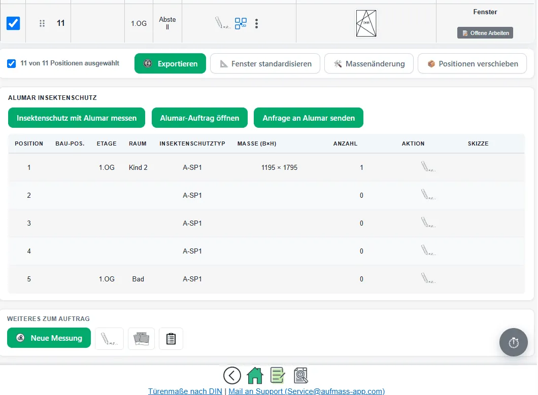 Aufmaß App integriert Messquito