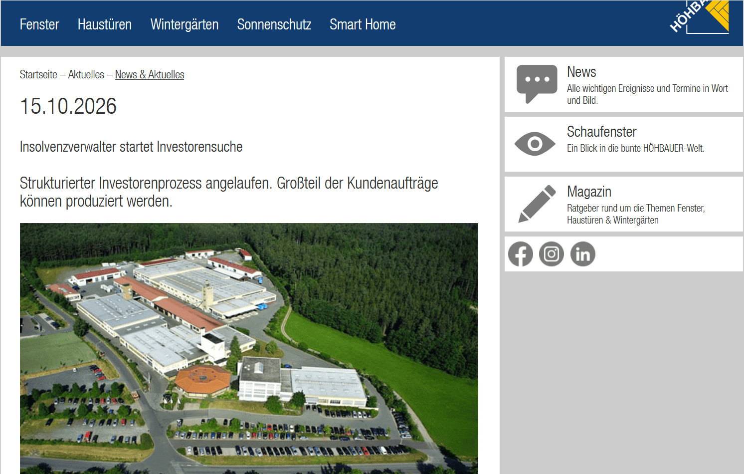 Update: Höhbauer sucht einen Investor